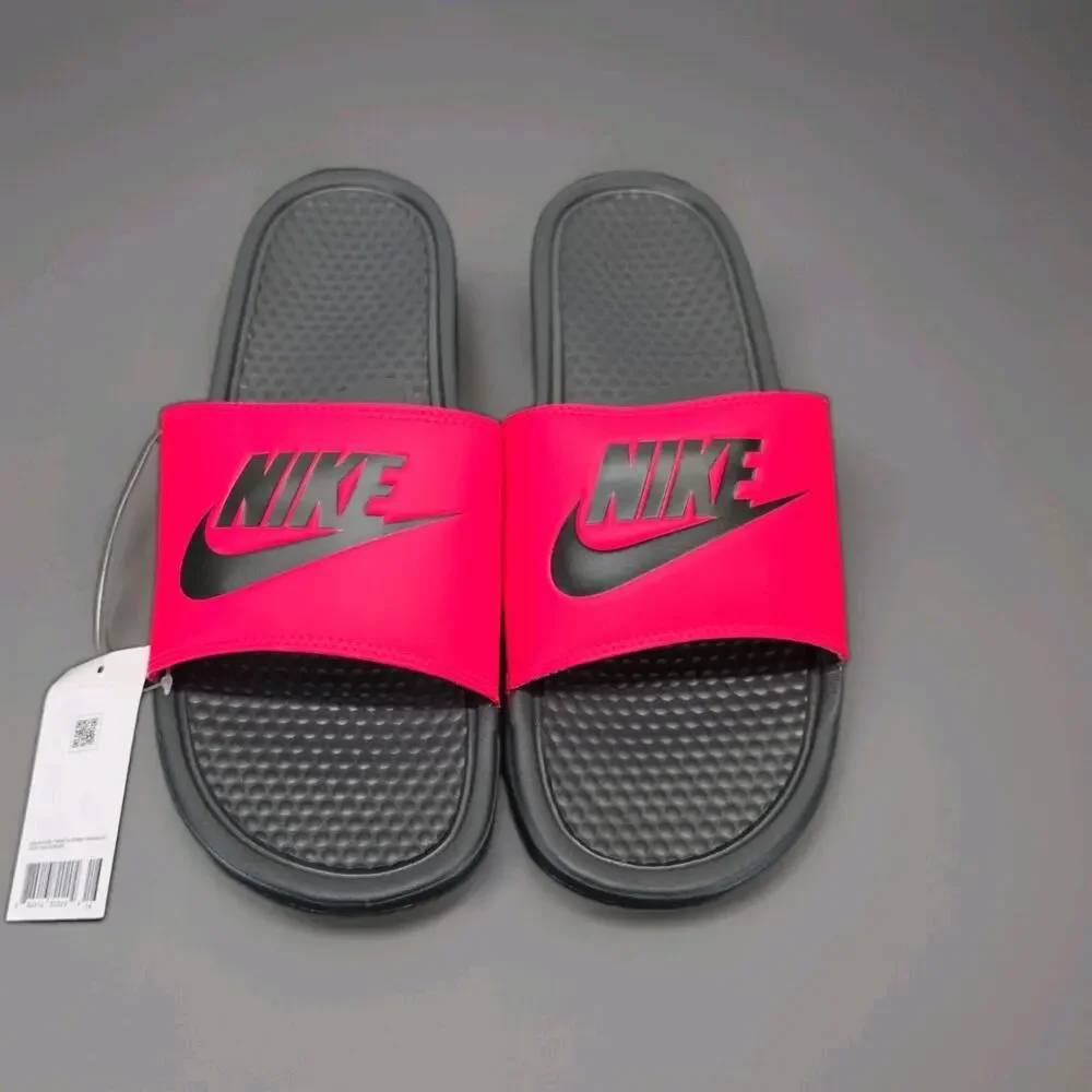 Nike Benassi JDI Just Do It Slides Sandals Slippers Red Black Size 12 343880-605